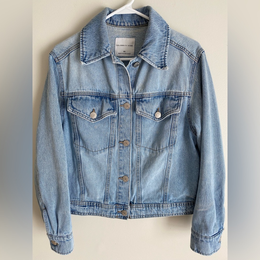 Celebrity Pink Denim Oversized Trucker Jean Jacket Relaxed Baggy Fit